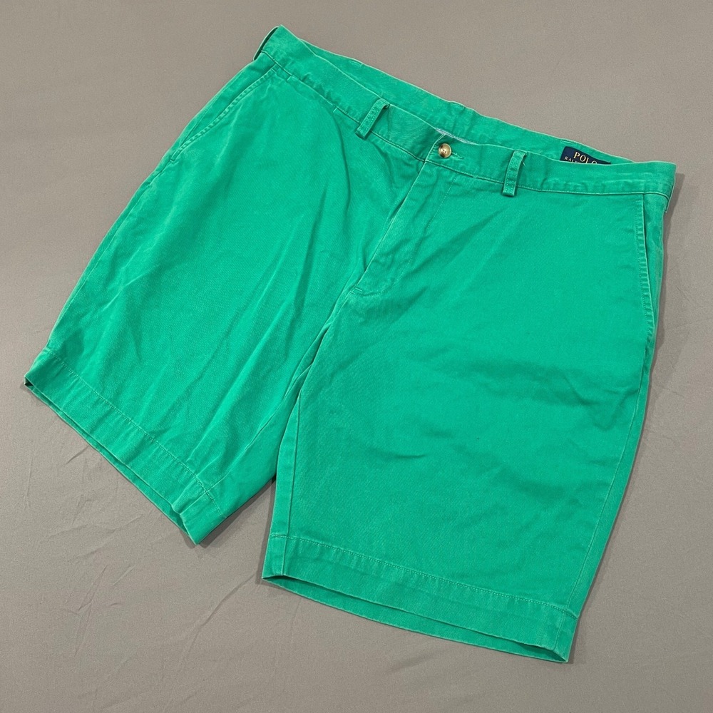 Polo Ralph Lauren Mens Green Chino Shorts 38 Cotton Flat Front Preppy Summer